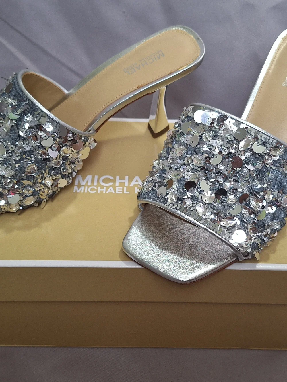 Michael Kors Silver Sequin Mule Heels